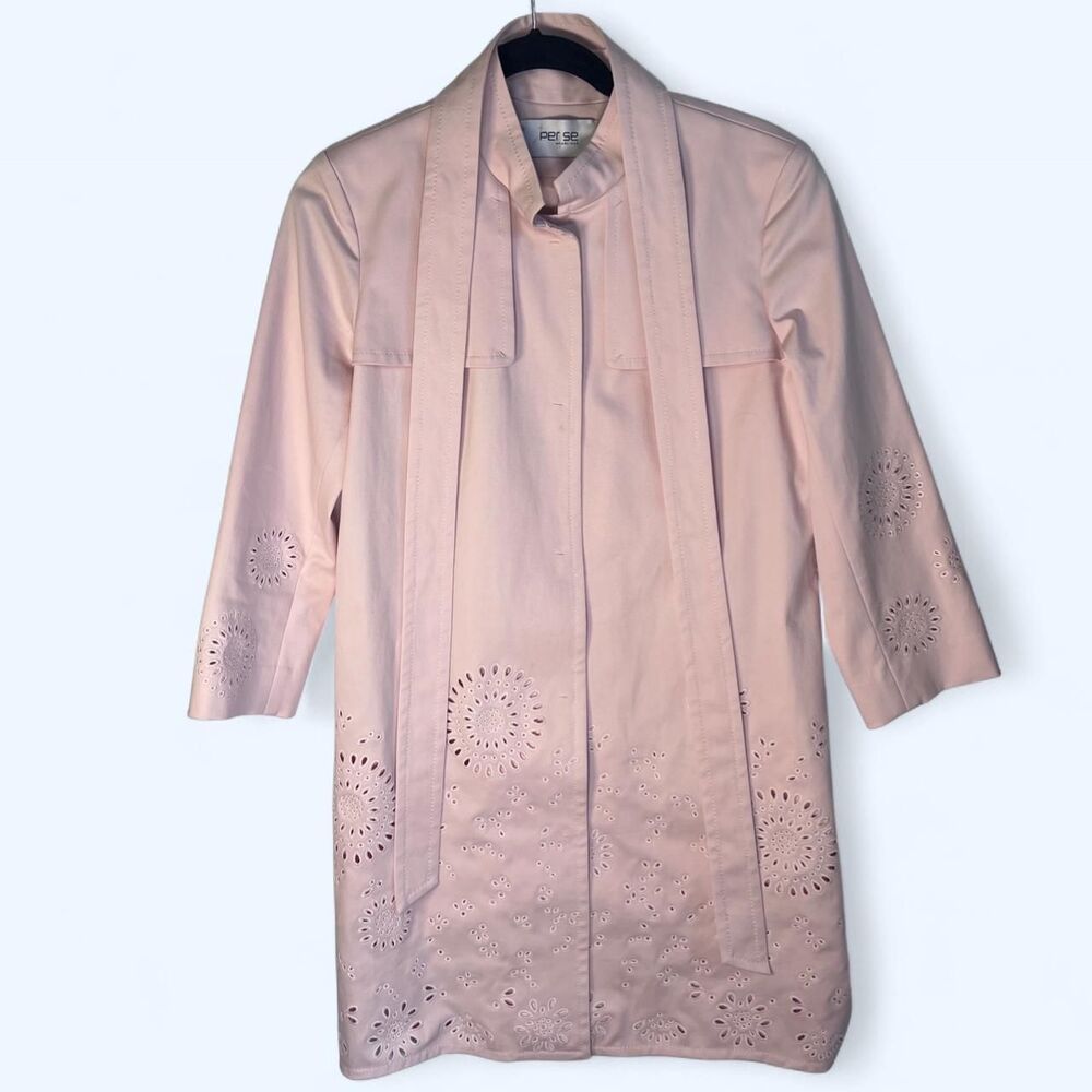 Per se by Carlisle Baby Pink Cut out design Trench Coat 4